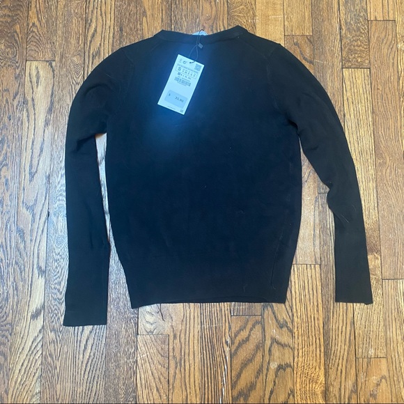 NEW! ZARA Basic V-Neck Sweater - Black (NWT) - Picture 6 of 8